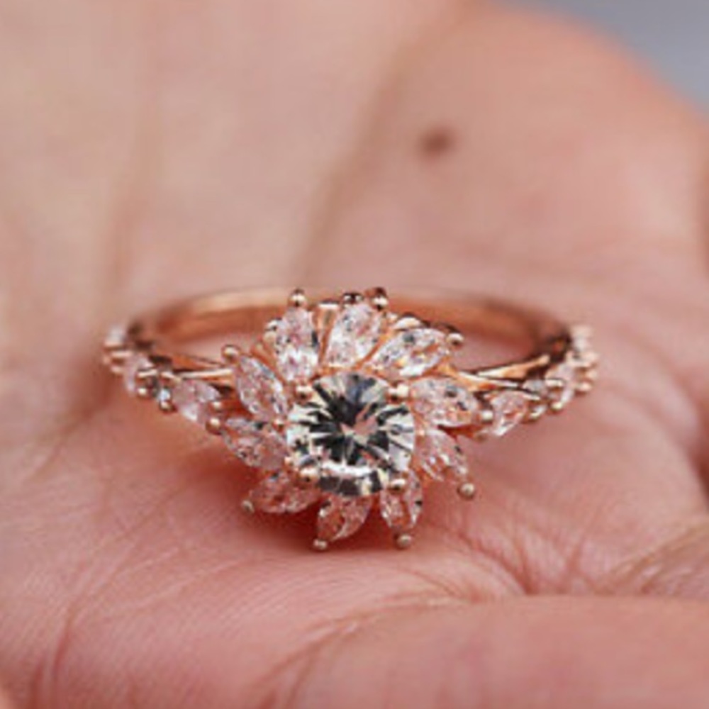 NEW Rose Gold Plated Round Cut White Sapphire Ring - Picture 2 of 7